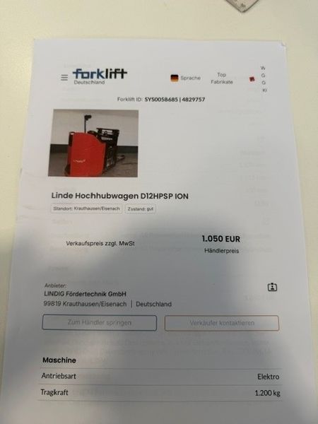Použit&aacute; manipulačn&aacute; technika Linde D12HPSP lithium &mdash; Booster Lift