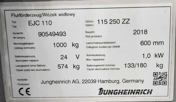 Použit&aacute; manipulačn&aacute; technika Jungheinrich EJC 110 Li-Lion &mdash; Booster Lift
