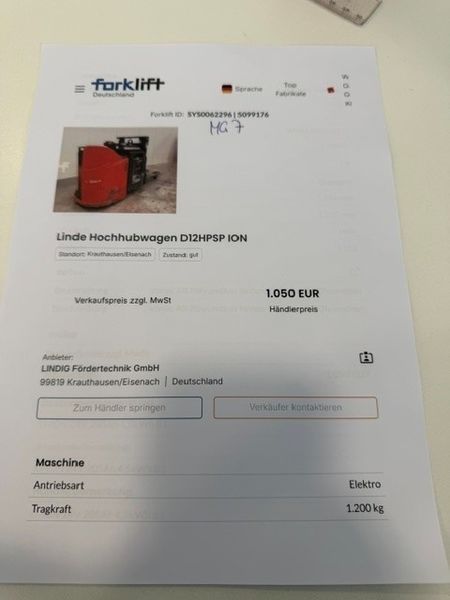 Použit&aacute; manipulačn&aacute; technika Linde D12HPSP Lithium &mdash; Booster Lift