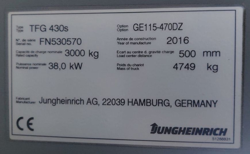 Použit&aacute; manipulačn&aacute; technika Jungheinrich TFG 430s 4.7m / 3096mh/ 2016y &mdash; Booster Lift