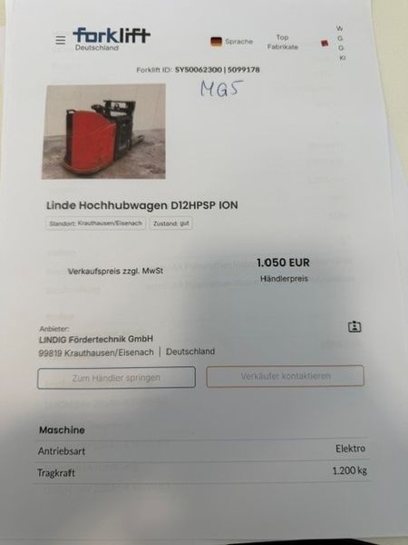 Použit&aacute; manipulačn&aacute; technika Linde D12HPSP Lithium &mdash; Booster Lift