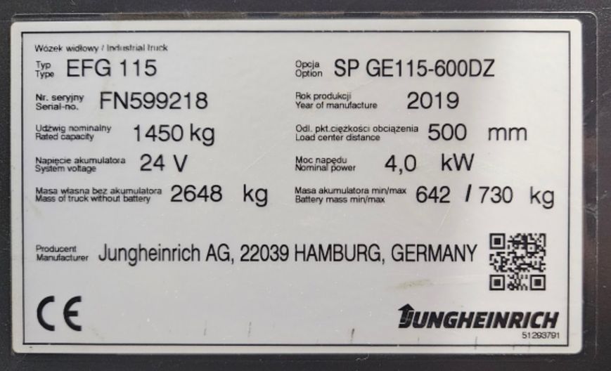 Použit&aacute; manipulačn&aacute; technika Jungheinrich EFG 115 SP GE 115-600 DZ &mdash; Booster Lift