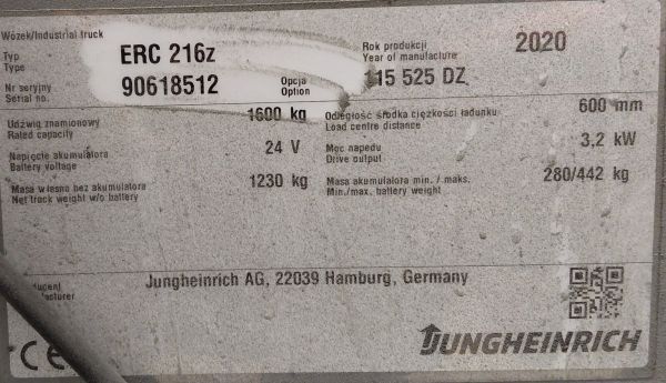 Used material handling equipment Jungheinrich ERC 216z - 525DZ Li-Ion &mdash; Booster Lift