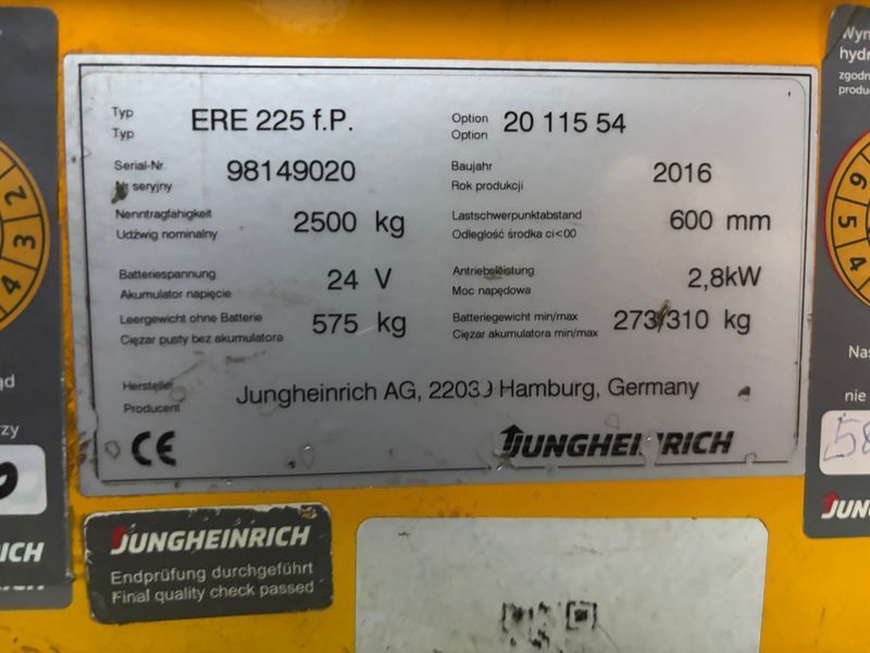 Used material handling equipment Jungheinrich ERE 225 Waage &mdash; Booster Lift