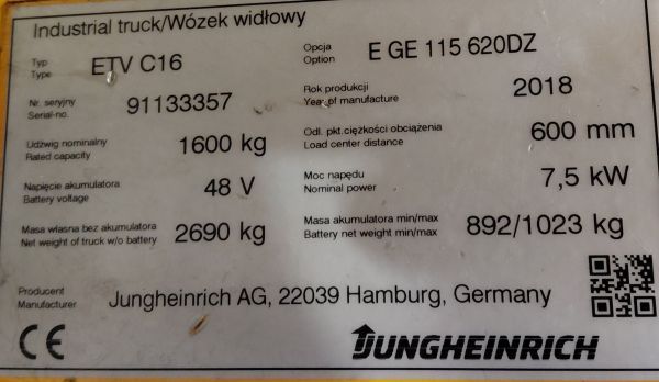 Použit&aacute; manipulačn&aacute; technika Jungheinrich ETV C16 &mdash; Booster Lift