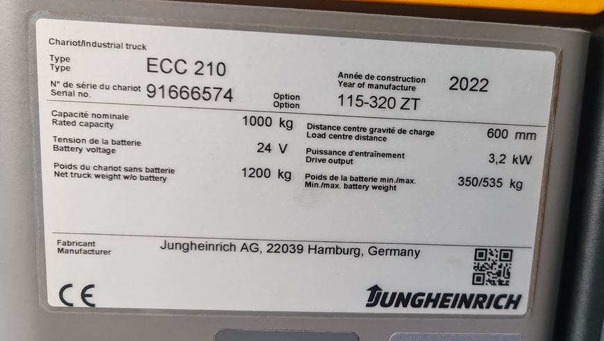 Použit&aacute; manipulačn&aacute; technika Jungheinrich ECC 210 3.2m/ 1031mh/ 2022y &mdash; Booster Lift