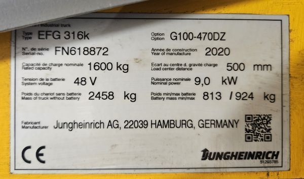 Použit&aacute; manipulačn&aacute; technika Jungheinrich EFG 316 k Triplex &mdash; Booster Lift