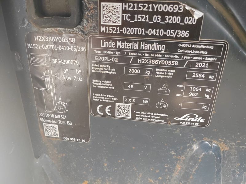 Used material handling equipment Linde E20PL-02 2021y/ 4.1m/ 2750mh &mdash; Booster Lift