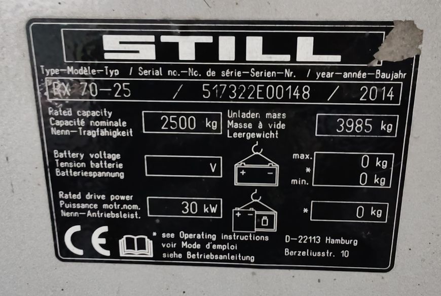Použit&aacute; manipulačn&aacute; technika Still RX70-25 dsl/2995h/ 2014y &mdash; Booster Lift