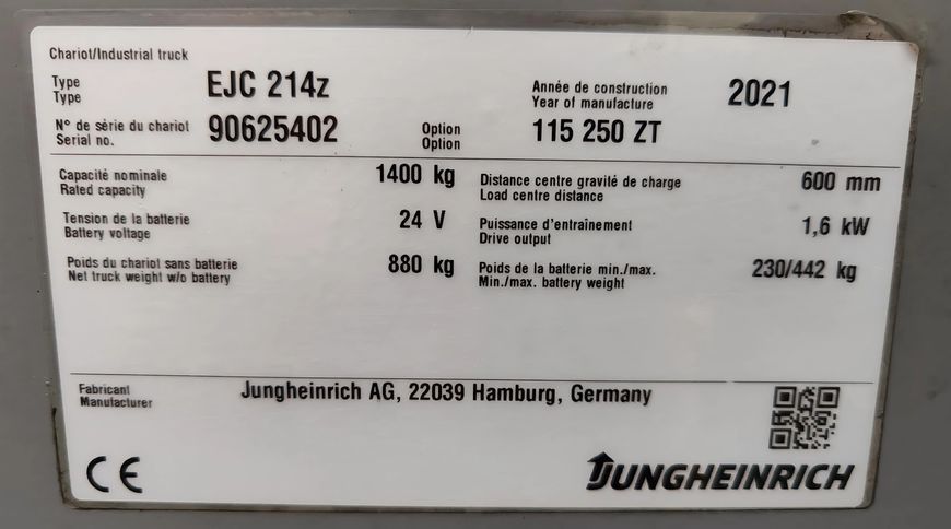 Použit&aacute; manipulačn&aacute; technika Jungheinrich EJC 214z 2.5m/ 551mh/ initial &mdash; Booster Lift