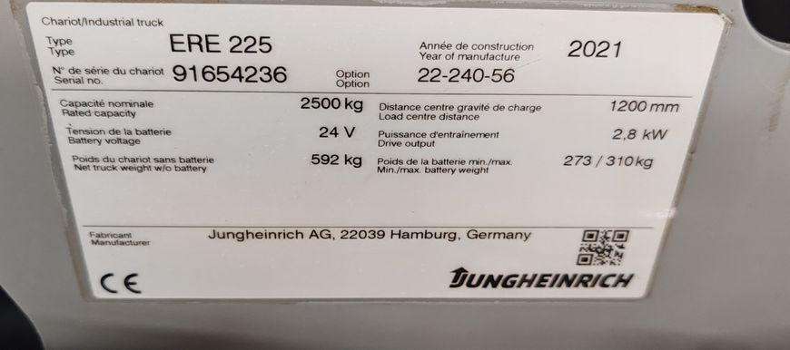Použit&aacute; manipulačn&aacute; technika Jungheinrich ERE 225 Lion 2400mm/ 2021y &mdash; Booster Lift