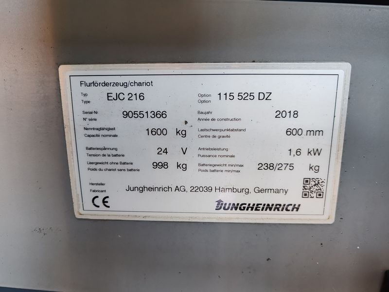 Used material handling equipment Jungheinrich EJC 216 5.25m / batt 2021 &mdash; Booster Lift