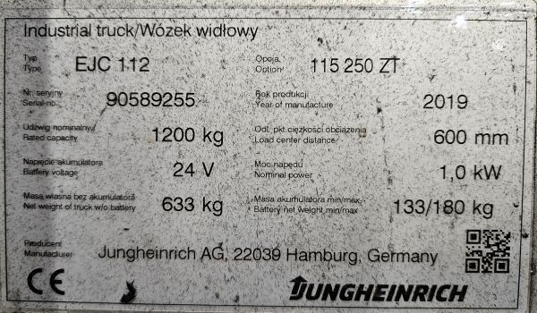 Použit&aacute; manipulačn&aacute; technika Jungheinrich EJC 112 Li-Lion &mdash; Booster Lift