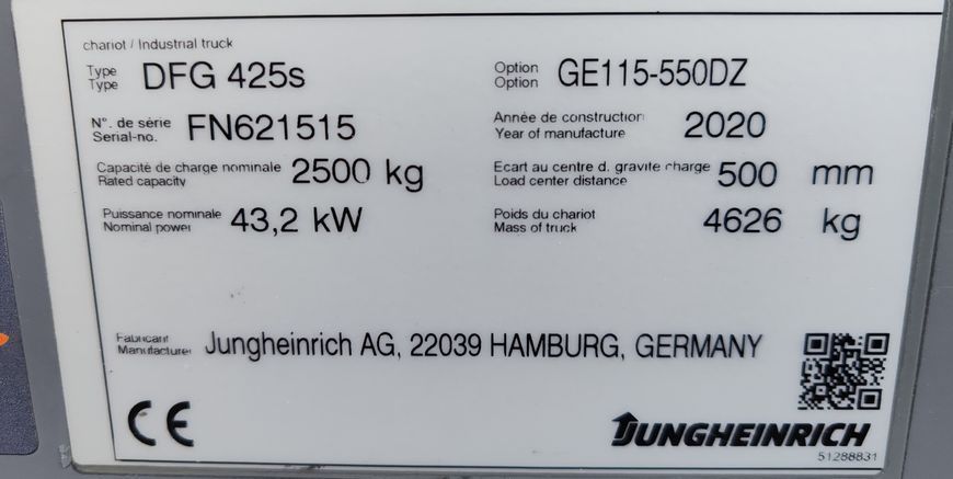 Použit&aacute; manipulačn&aacute; technika Jungheinrich DFG 425s 5.5m/ 4v/ 4371mh &mdash; Booster Lift